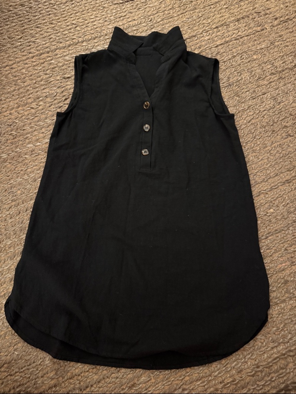 Sleeveless Black Split-Neck Women's dress